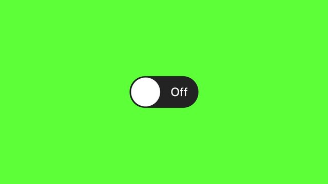 4K motion graphics animation of on and off switch icon on chroma key green screen background.
