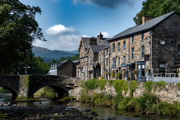 Stone Bridge And River In The City Of Beddgelert In Snowdonia National Park In Gwynedd, Wales,...