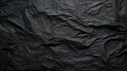 Black crumpled paper texture in low light background