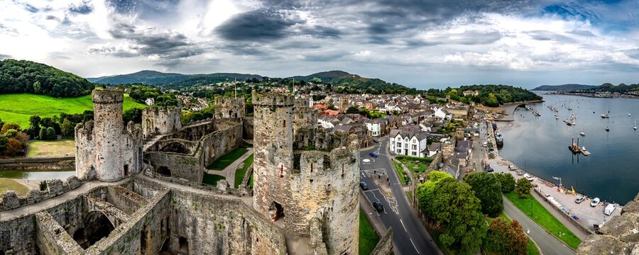 Conwy Castle With City And River Conwy In North Wales, United Kingdom