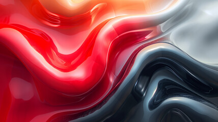 Mesmerizing Red, White, and Black Swirling Abstract Artwork