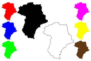 Fototapeta premium Qinhuangdao city (People's Republic of China, PRC) map vector illustration, scribble sketch Qinhuangdao Prefecture-level city map