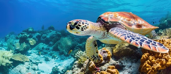 Cozumel's stunning coral reefs are home to the hawksbill sea turtle.