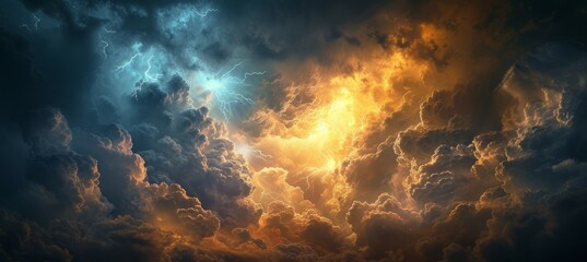 Dramatic clouds storm. Generative AI technology. - obrazy, fototapety, plakaty