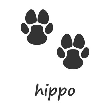 Hippo paws. Hippo paw print. Vector illustration.