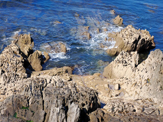 Rocky coastline of Saint-Mathieu is a headland located near Le Conquet in the territory of the commune of Plougonvelin in department of Finistère in France 
