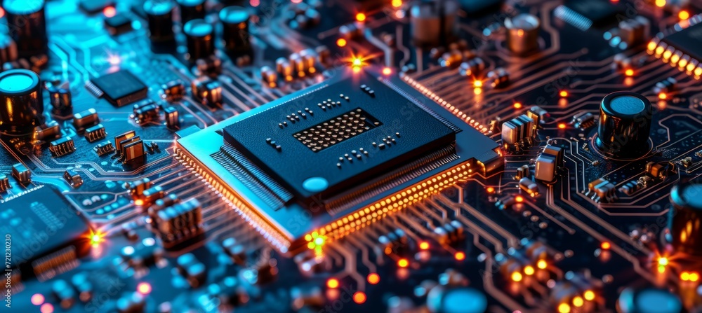 Poster Microchip. Generative AI technology.	
