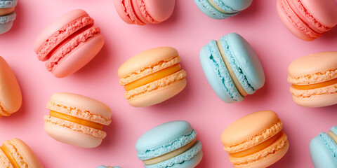 colorful french macaroons wallpaper, top view