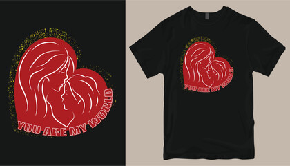 Mother's Day or Valentine day. Heart t shirt design.