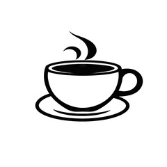 Fototapeta premium Coffee Cup Icon, Minimal Cafe Mug, Drink Sign, Beverage Symbol, Black Hot Coffee Cup Silhouette