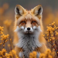 Fototapeta premium Charming Red Fox: Enchanting photo of a red fox in a natural setting, capturing the beauty of wildlife.