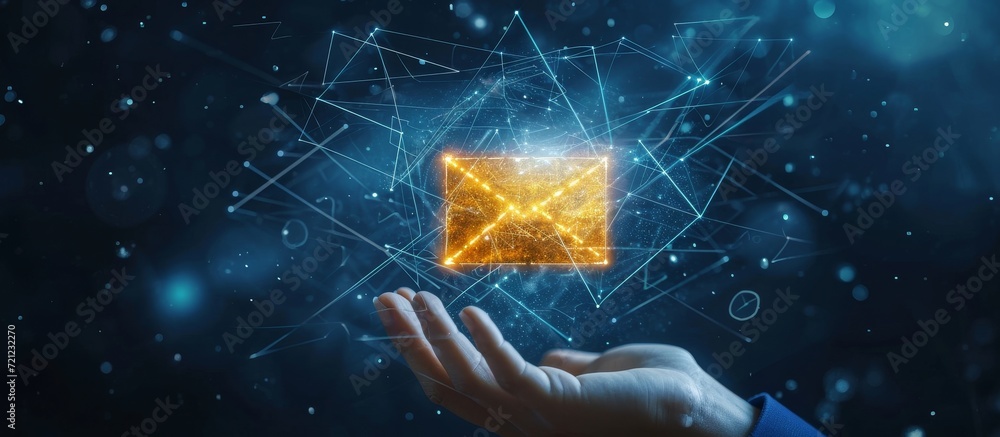Aufkleber hand showing email concept: a powerful visual depicting the hand showing the email concept in an inn