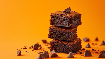 Composition of little stack of tasty sweet brownie