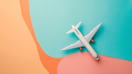 Toy airplane on color background