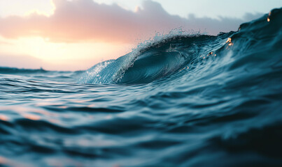 Summer Serenity a Gentle Wave Cresting in the Calm Ocean Expanse, A Perfect Summer Day Background