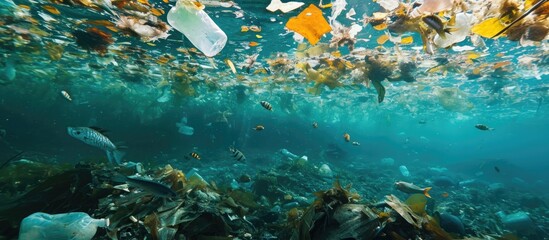 Water pollution caused by garbage harms marine life, emphasizing the need to protect the environment.