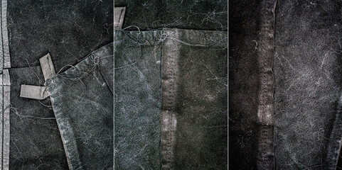 Collection of black leather textures
