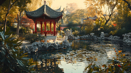 Traditional Chinese Garden for Lunar New Year