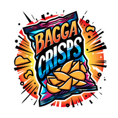 A Bag of Crisps, A Bag of Chips, Bagga Crisps! Potato Chips, Potato Crisps, Comic Style Vector, Vibrant Colors