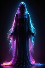 Woman in Purple Robe Embracing Light