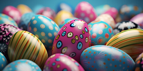 Fototapeta na wymiar Sweet colorful easter eggs background national holiday celebration concepts