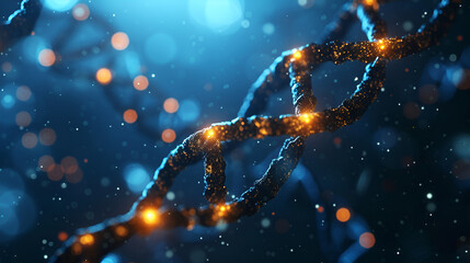 3d render of DNA structure abstract background, generative ai