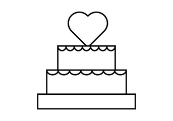 Icono de una tarta con un corazón en fondo blanco.
