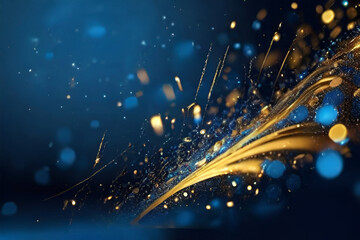 Golden Dreamscape: Elegant Blue and Gold Abstractions