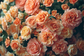 Romantic Floral Beauty: A Bouquet of Blooming Roses - A Gift of Love and Romance - A Vintage Garden Celebration.
