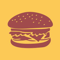 Seductive burger silhouette boldly imprinted against a bright yellow backdrop, creating a visually enticing contrast with a touch of warmth
