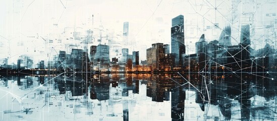 Contemporary urban view and interconnected network idea