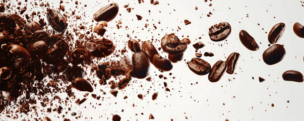 Obraz premium Coffee beans background banner