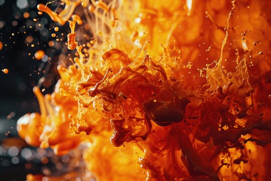 Ink water explosion with fire. Abstract art on Red Cinema camera.