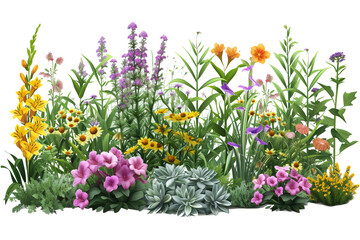 Set of flowers. Cutout plants for garden design or landscaping - obrazy, fototapety, plakaty