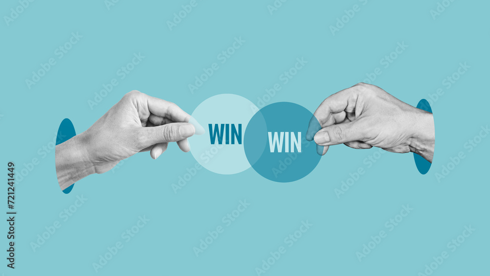 Poster win win solution. negotiation or conflict resolution concept