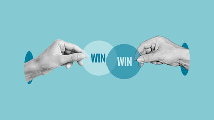 Win win solution. Negotiation or conflict resolution concept - obrazy, fototapety, plakaty