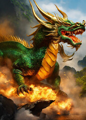 Photo painting of a dragon  generative ai