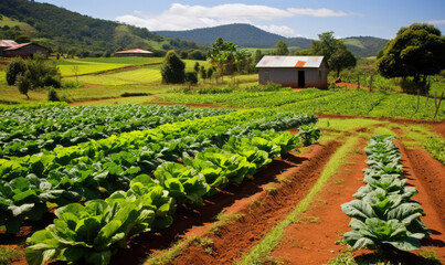 Fototapeta na wymiar Aerial view of agricultural farm in Africa