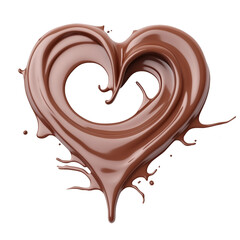 Heart shaped liquid chocolate splash isolated