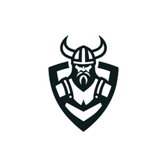 viking shield logo vector illustration template design