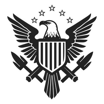 military logo eagle with shield, arrows, stars