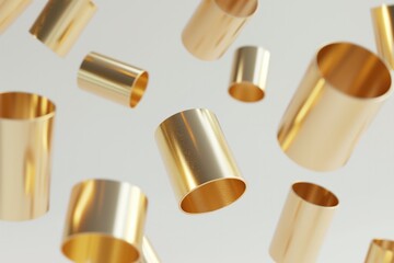 gold cylinder 3d cone against pastel background