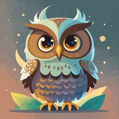 Fototapeta premium Owl in vibrant painting with colorful brush splashes, vector illustration