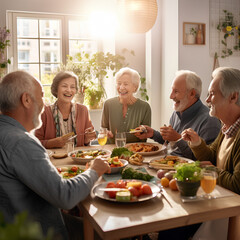 family having dinner together