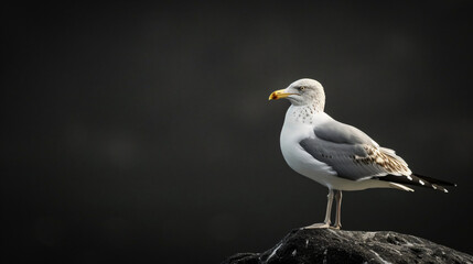 Golden Seagull in a black background