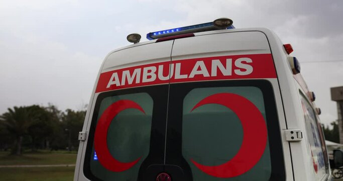 Ambulance team rushing to patient in Turkey. Provision of medical assistance