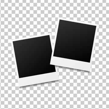 Two blank photo frames template design with shadow effect. Photo frames mockup design. Collage concept. Vector illustration.