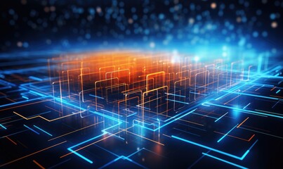 Obraz premium Vibrant and inspiring digital entrepreneurship background that combines technology with a sense of freedom and innovation. Abstract networks, data streams, and innovative technology solutions.