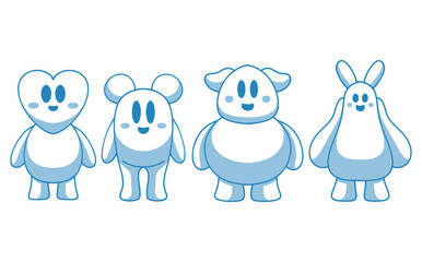 Obraz premium Set character cartoon illustration design. Collection doodle character figures. Vector illustration