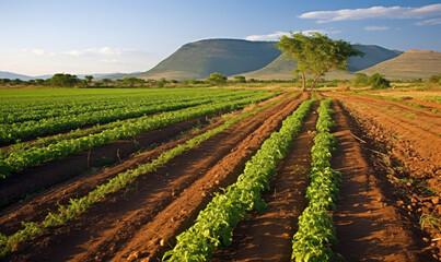 Aerial view of agricultural farm in Africa